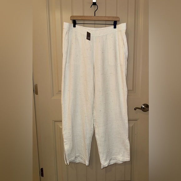 NWT Pure Jill Textured Cotton-Gauze Pants Size XL Cream Multi Beachy Relaxed - Picture 2 of 6